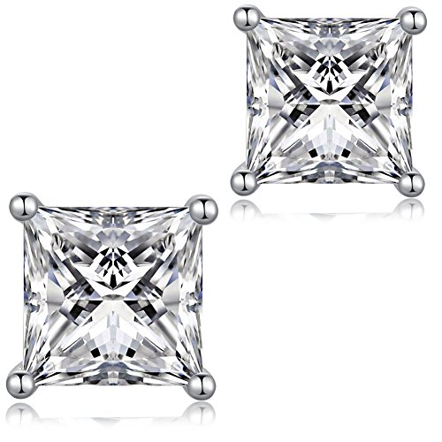 Herren Ohrringe Silber 925 Männer Ohrringe Silber Ohrstecker Männer Ohrstecker Silber 925 Quadratisch Mann Ohrringe Quadrat Diamant Ohrringe Herren Zirkonia Echt Silber Ohrstecker Herren 6mm von jiamiaoi