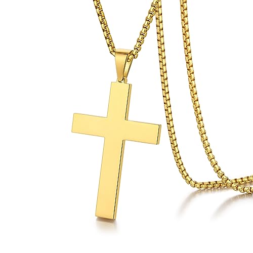 jiamiaoi Kreuz Kette Herren Gold Kreuz Halskette Vergoldet Kette Kreuz Männer Kreuz Anhänger Gold Kette Herren Halskette mit Kreuz Kette 66cm von jiamiaoi