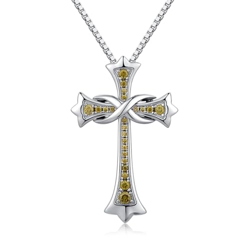 jiamiaoi 18K Wei?gold platted Kreuz Kette f¨¹r Frauen Kreuz Anh?nger 925 Sterlingsilber Kreuz Kette mit 12 Monate Geburtsstein 925 Silberkette Kreuz Halskette von jiamiaoi