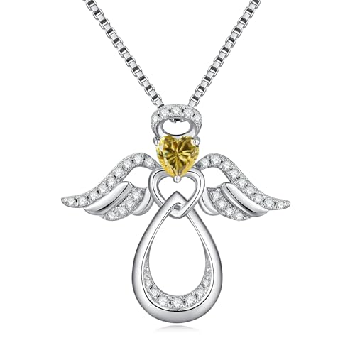 jiamiaoi Engel Kette Silber 925 Damen Frauen Engelsflügel Anhänger Halskette Kreuz Topas jiamiaoi Engel Kette Silber 925 Damen Frauen Engelsflügel Anhänger Halskette Kreuz Topas von jiamiaoi