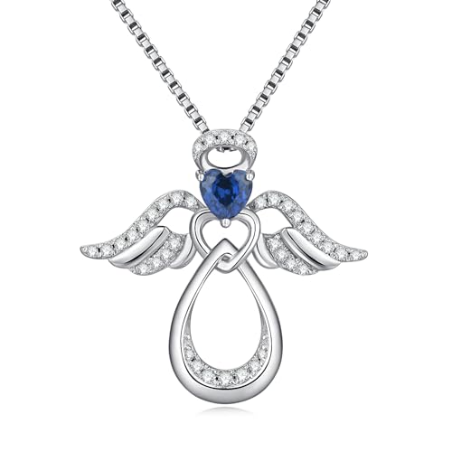 jiamiaoi Engel Kette Silber 925 Damen Frauen Engelsflügel Anhänger Halskette Kreuz Türkis von jiamiaoi