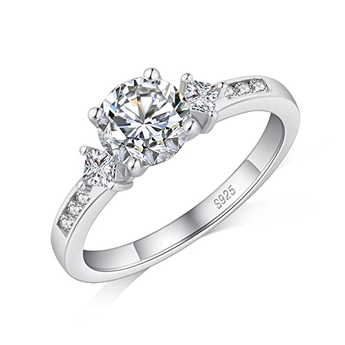 jiamiaoi 18K Weißgold Plattiert Damen Ring Silber 925 Hochzeitsring Damen Silber Verlobungsring Ehering für Braut Solitär Ringe Damen Diamant Ringe für Frauen (C- Ringe, 52(16.50)) von jiamiaoi