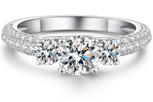 Ring Damen Silber 925 Silber Ringe Frauen Verlobungsringe Damen Silber 925 Weißgold Eheringe Damen Ring Silber mit Stein Verlobungsringe mit Diamant Verlobungsringe Braut Hochzeitsring 49 von jiamiaoi
