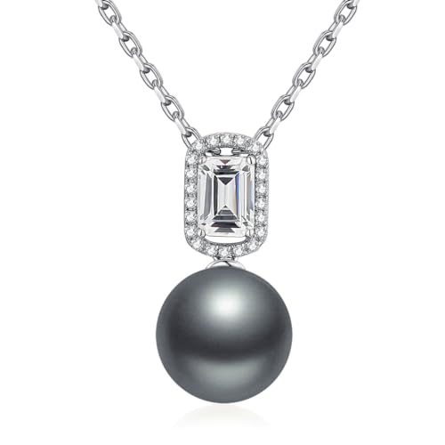 jiamiaoi Perlen Anhänger Perle Halskette Silber Perlenkette 925 Silberkette mit Perle Damen von jiamiaoi