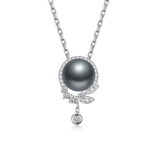 jiamiaoi 925 Sterling Silber Perlenkette f¨¹r Damen, mit Zirkonia verziert, Damen Halskette Perle Ohrhaenger Eleganter Schmuck f¨¹r Frauen, Damen Kette Silber mit Perle von jiamiaoi