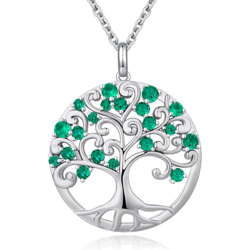 jiamiaoi Baum des Lebens Anhänger Damen Baum des Lebens Kette Silber mit Rhinestein Baum des Lebens Halskette 925 Silberkette mit Baum des Lebens von jiamiaoi