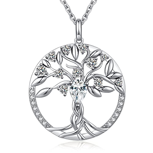 jiamiaoi Baum des Lebens Halskette Damen Kette Silber Lebensbaum Halskette Baum des Lebens Anhänger Zirkonia 925 Silberkette Damen Silberkette mit Anhänger Silber Halskette damen von jiamiaoi