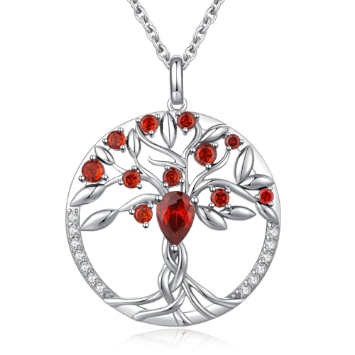 jiamiaoi Baum des Lebens Kette Damen Baum des Lebens Anh?nger mit Geburtsstein Kette Silber Damen Halskette mit Baum des Lebens Silberkette Schmuck von jiamiaoi