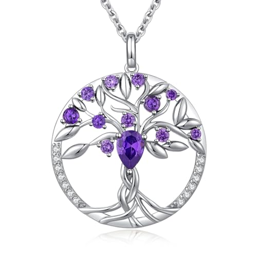 jiamiaoi Baum des Lebens Kette Damen Baum des Lebens Anh?nger mit Geburtsstein Kette Silber Damen Halskette mit Baum des Lebens Silberkette Schmuck von jiamiaoi