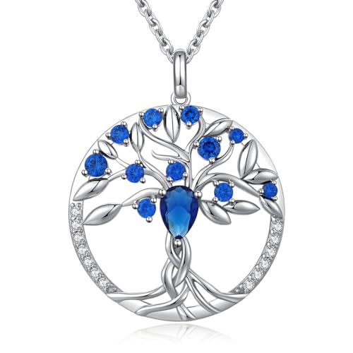 jiamiaoi Baum des Lebens Kette Damen Baum des Lebens Anh?nger mit Geburtsstein Kette Silber Damen Halskette mit Baum des Lebens Silberkette Schmuck von jiamiaoi