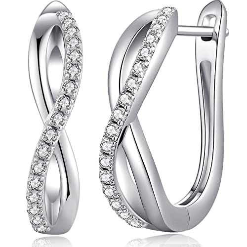 jiamiaoi Creolen Silber 925 Damen Große Creolen Creolen Weißgold Ohrringe Creolen Groß Damen Creolen Silber Stein U-förmige Creole Ohrringe Hängende Ohrringe von jiamiaoi