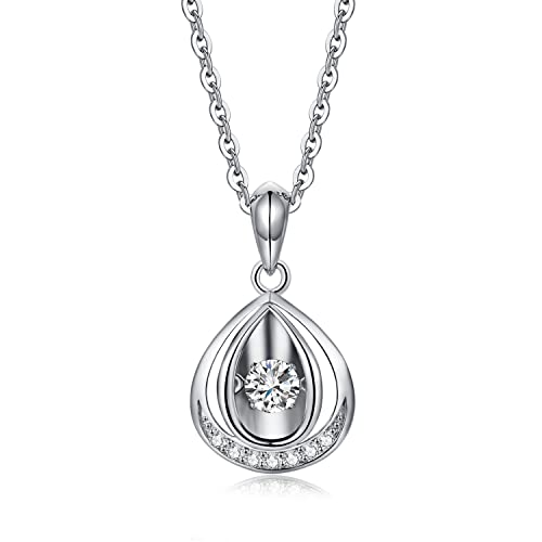 jiamiaoi Damen Kette Silber 925 Träne Anhänger 925 Silberkette mit Anhänger Damen Kette Silber mit Stein Silber Halskette Damen Frauen Halskette mit Anhänger Ketten Damen 18Kt Weißgold von jiamiaoi