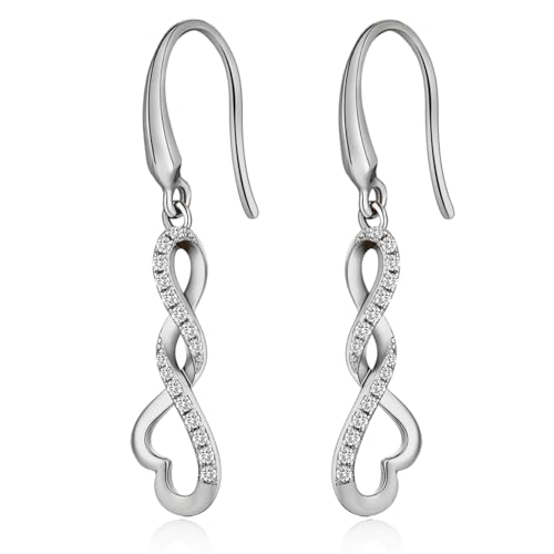 Ohrringe Silber 925 Hängend Herz Ohrringe Hängend Silber Modeschmuck Ohrringe Silber Hängend Silber Ohrringe Damen 925 Unendlichkeit Infinity Ohrringe Silber Hängende Ohrringe Herz von jiamiaoi