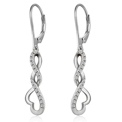 Ohrringe Silber 925 Hängend Herz Ohrringe Hängend Silber Modeschmuck Ohrringe Silber Hängend Silber Ohrringe Damen 925 Unendlichkeit Infinity Ohrringe Silber Hängende Ohrringe Herz von jiamiaoi