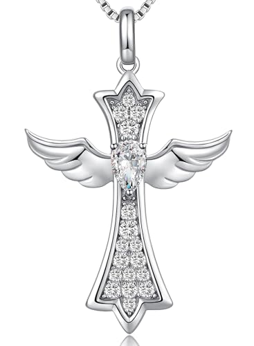 jiamiaoi Engelsflügel Kette Kreuz Silber 925 Damen Herren Kreuz Anhänger Halskette Silberkette mit Anhänger Damen Kreuzanhänger Silber Kreuzschmuck für Frauen jiamiaoi Engelsflügel Kette Kreuz Silber 925 Damen Herren Kreuz Anhänger Halskette Silberkette mit Anhänger Damen Kreuzanhänger Silber Kreuzschmuck für Frauen von jiamiaoi