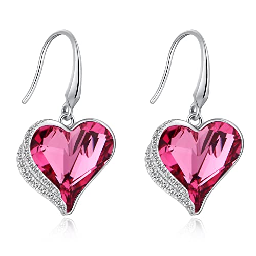 jiamiaoi Herz Ohrringe Rosa für Frauen Herz Ohrringe Silber 925 Hängend Damen Ohrringe Herz Ohrhänger Silber 925 Herz Ohrringe Silber Lang Hängend Herz Ohrstecker Weißgold Zirkonia Ohrringe von jiamiaoi