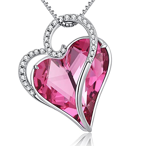 jiamiaoi Kette Herz Rosa Herz Anhänger Halskette Damen Herz Silberkette mit Anhänger Geschenk für Mutter Liebhaber, Herz Kette Weißgold Diamant Herz Halskette Silber Anhaenger Herz von jiamiaoi