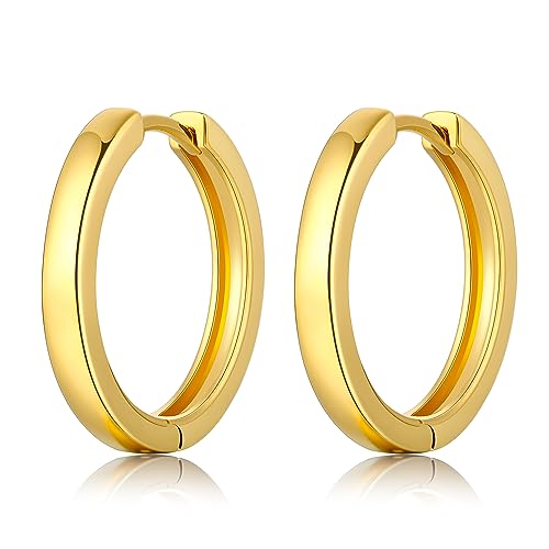 Creolen Gold Herren Damen Ohrringe Creolen Gold Edelstahl für Frauen Männer Vergoldet Ohrringe Creole Goldene Creole 20mm von jiamiaoi