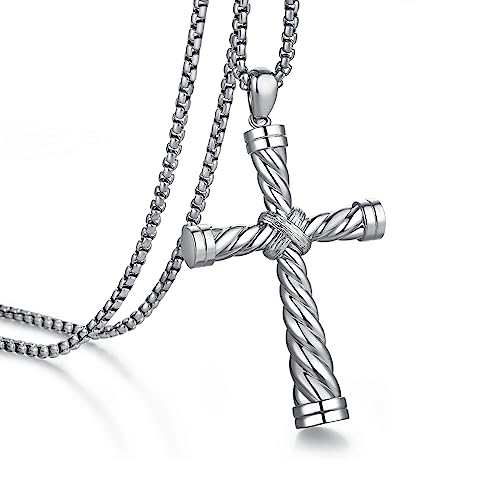 jiamiaoi Kreuz Kette Herren Kreuz Kette Silber Farben Kruzifix Halskette Edelstahl für Herren Damen Anhänger Kruzifix Schmuck 22'' Ketten jiamiaoi Kreuz Kette Herren Kreuz Kette Silber Farben Kruzifix Halskette Edelstahl für Herren Damen Anhänger Kruzifix Schmuck 22'' Ketten von jiamiaoi