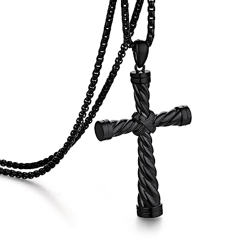 jiamiaoi Kreuz Kette Schwarz für Herren Damen Kreuz Halskette Edelstahl 316L Kruzifix Schmuck für Männer Schwarze Ketten 22” jiamiaoi Kreuz Kette Schwarz für Herren Damen Kreuz Halskette Edelstahl 316L Kruzifix Schmuck für Männer Schwarze Ketten 22” von jiamiaoi