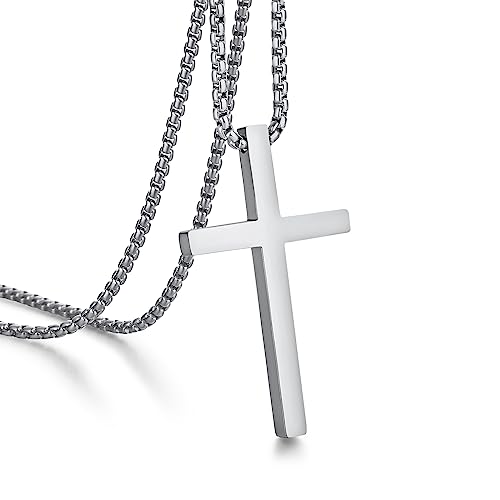 jiamiaoi Kreuz Kette für Herren Damen Kreuz Anhänger Kreuz Halskette Silkerkette mit Kreuz Kette mit Anhänger Kreuz Kette Männer Frauen Halskette mit Kreuz Silkerkette mit Anhänger Mann 24Inches von jiamiaoi