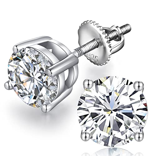 Männer Ohrringe Silber 925 Herren Diamant Ohrstecker 925 Silber Damen Zirkonia Ohrringe Herren Ohrstecker Zirkonia Damen Diamant Ohrringe Stecker Herren Echt Silber Ohrringe zurückschrauben 8mm von jiamiaoi