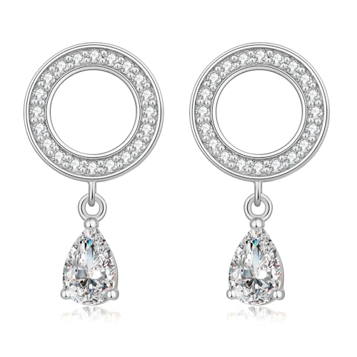 jiamiaoi Ohrringe Hängend Tropfen Diamant Ohrringe Damen 925 Sterlingsilbe Ohrringe Hänger Hängende Ohrringe Silber Stein Ohrhänger Silber Ohrringe Zirkonia Echt Silber Ohrringe Baumeln von jiamiaoi