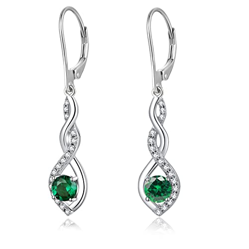 jiamiaoi Ohrringe Silber 925 Hängend Damen Ohrringe Silber Hängend Grün Infinity Ohrringe Silber Ohrringe Lang Hängend Ohrringe Weißgold Hängend Silber Ohrringe Damen 925 Hängende Ohrringe von jiamiaoi