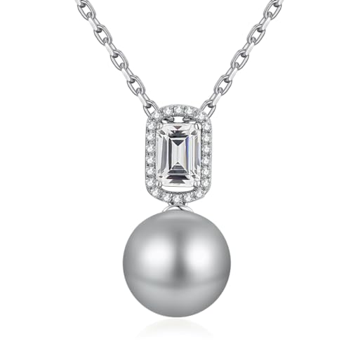 jiamiaoi Perlen Anhänger Perle Halskette Silber Perlenkette 925 Silberkette mit Perle Damen von jiamiaoi