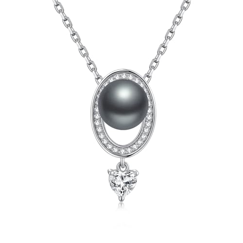 jiamiaoi Perlen Anhänger Perle Halskette Silber Perlenkette 925 Silberkette mit Perle Damen von jiamiaoi