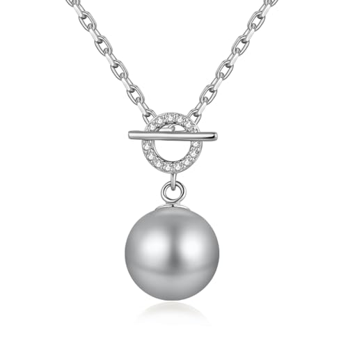jiamiaoi Perlen Anhänger Perle Halskette Silber Perlenkette 925 Silberkette mit Perle Damen von jiamiaoi
