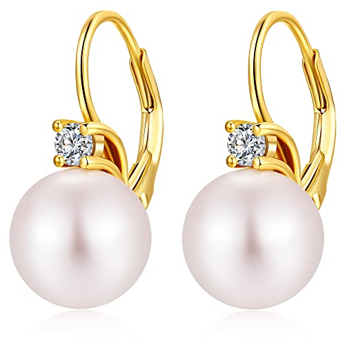 jiamiaoi Ohrringe Gold Perlenohrringe Hängend Damen Gold Ohrringe Perlen Creolen mit Perlen Ohrhänger Vergoldet Ohrringe von jiamiaoi
