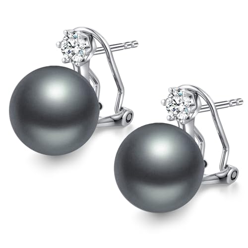 Perlenohrringe Schwarz Graue Perlenohrringe Silber 925 Stecker Ohrringe Schwarze Perlen Ohrhänger Silber Schwarze Perlenohrringe Echt Perlen Ohrringe Silber Perlen Hanger Schwarz von jiamiaoi