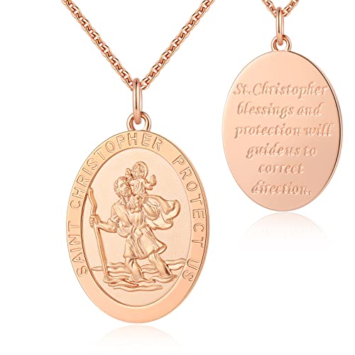 jiamiaoi Heiliger Christophorus Kette Silber Herren Gold St Christopher Halskette,St Christopher Medaille Halskette für Herren Damen von jiamiaoi