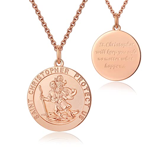 jiamiaoi Heiliger Christophorus Kette Silber Herren Gold St Christopher Halskette,St Christopher Medaille Halskette für Herren Damen jiamiaoi Heiliger Christophorus Kette Silber Herren Gold St Christopher Halskette,St Christopher Medaille Halskette für Herren Damen von jiamiaoi