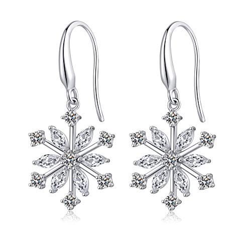 jiamiaoi Schneeflocke Ohrringe Hängend Silber Schneeflocke Baumeln Ohrringe Silber 925 Damen Schneeflocke Ohrhänger Silber Schneeflocke Schmuck zu Weihnachten Diamant Schneeflocke Ohrringe von jiamiaoi