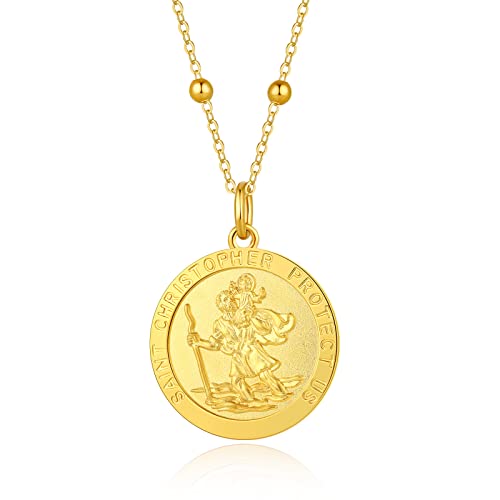 jiamiaoi Heiliger Christophorus Kette Silber Herren Gold St Christopher Halskette,St Christopher Medaille Halskette für Herren Damen jiamiaoi Heiliger Christophorus Kette Silber Herren Gold St Christopher Halskette,St Christopher Medaille Halskette für Herren Damen von jiamiaoi