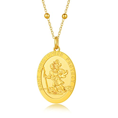 jiamiaoi Heiliger Christophorus Kette Silber Herren Gold St Christopher Halskette,St Christopher Medaille Halskette für Herren Damen jiamiaoi Heiliger Christophorus Kette Silber Herren Gold St Christopher Halskette,St Christopher Medaille Halskette für Herren Damen von jiamiaoi