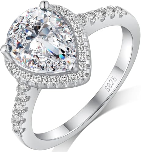 Jiamiaoi Silber 925 Ring Damen Größe 54 - Verlobungsring Eheringe Weißgold Diamant Träne Mit Edelstein - Breite Braut Hochzeit Ring von jiamiaoi