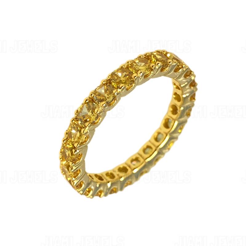 Ct Rundschliff Kanarienvogel Gelb Simulierter Diamant Valentinstag Vorschlag Verlobung Hochzeit Voll Eternity Band Ring 14K Gelbgold Finsh Silber von jiamijewels