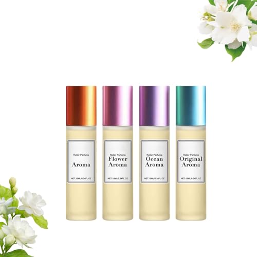 4 Pcs Pheroma Original Aroma Parfüm öl, Pheeoma Parfüm Damen, Roll-on Pheromiya parfüm, Enhanced Scents Pheromone Parfum Woman, Mini-parfümroller für lang anhaltenden Duft (10ml, All) von jiangshan