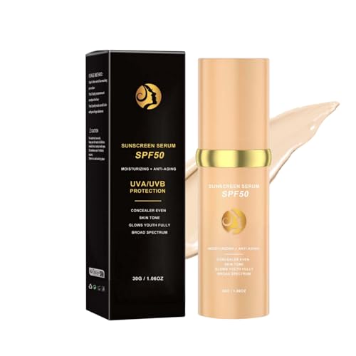 Farbwechselnde Foundation mit SPF 50, Moisturizing Tinted Sunscreen Cream, Concealer mit vollständiger Abdeckung, Foundation für Reife Haut, Wasserfest und langanhaltend (1pc, 30ml) von jiangshan