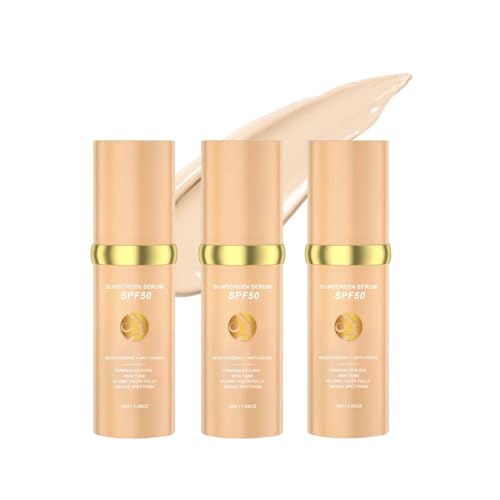 Farbwechselnde Foundation mit SPF 50, Moisturizing Tinted Sunscreen Cream, Concealer mit vollständiger Abdeckung, Foundation für Reife Haut, Wasserfest und langanhaltend (3pc, 30ml) von jiangshan