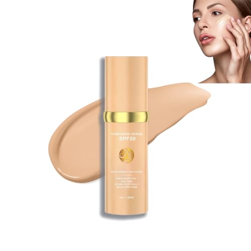 Foundation Color Changing 4 in 1 mittleres Spektrum, Skin Tint Sonnenschutzserum mit LSF 50, feuchtigkeitsspendende Sonnenschutz-Anti-Aging-Creme, Wasserfest und langanhaltend (1pc, 30ml) von jiangshan