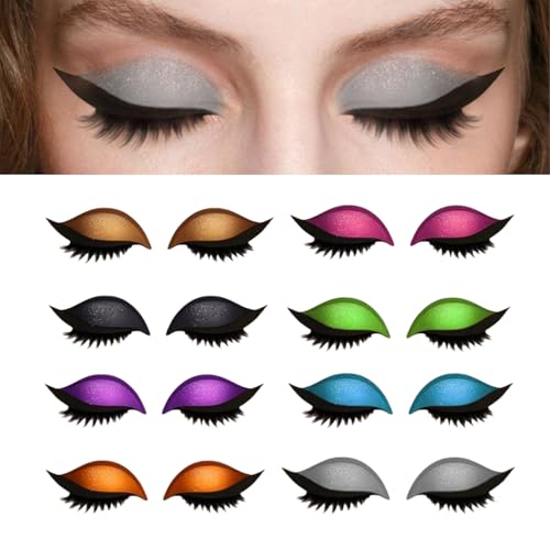 Lazy Eye Shadow Eyelash Patch, Lazy Eyeshadow Wimpernpatch, Falsche Wimpern Eyeshadow Makeup Aufkleber, Falsche Augenlider & Wimpern Aufkleber, Buntes Mode Makeup Werkzeug für Frauen, 1 Pair (1 set) von jiangshan