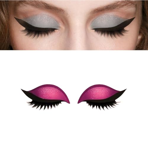 Lazy Eye Shadow Eyelash Patch, Lazy Eyeshadow Wimpernpatch, Falsche Wimpern Eyeshadow Makeup Aufkleber, Falsche Augenlider & Wimpern Aufkleber, Buntes Mode Makeup Werkzeug für Frauen, 1 Pair (Red) von jiangshan