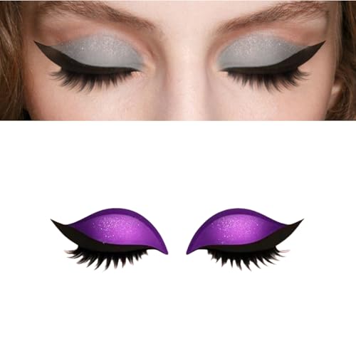 Lazy Eye Shadow Eyelash Patch, Lazy Eyeshadow Wimpernpatch, Falsche Wimpern Eyeshadow Makeup Aufkleber, Falsche Augenlider & Wimpern Aufkleber, Buntes Mode Makeup Werkzeug für Frauen, 1 Pair (Purple) von jiangshan