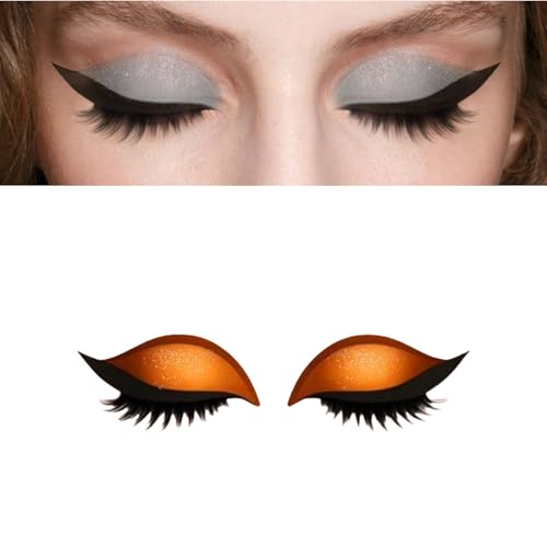 Lazy Eye Shadow Eyelash Patch, Lazy Eyeshadow Wimpernpatch, Falsche Wimpern Eyeshadow Makeup Aufkleber, Falsche Augenlider & Wimpern Aufkleber, Buntes Mode Makeup Werkzeug für Frauen, 1 Pair (Orange) von jiangshan