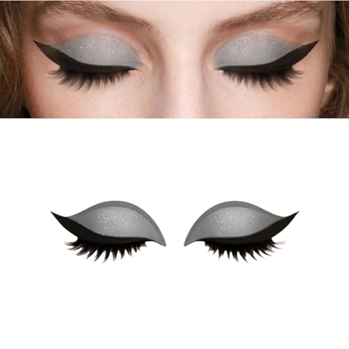 Lazy Eye Shadow Eyelash Patch, Lazy Eyeshadow Wimpernpatch, Falsche Wimpern Eyeshadow Makeup Aufkleber, Falsche Augenlider & Wimpern Aufkleber, Buntes Mode Makeup Werkzeug für Frauen, 1 Pair (Gray) von jiangshan