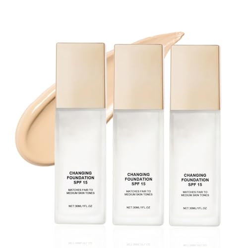 Moisturizing Color Changing Foundation für reife Haut, Foundation Color Changing SPF 15, wasserfeste und lang anhaltende Foundation Makeup Skin Tone Corrector, Face Tinted Primer (3pc, 30ml) von jiangshan